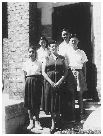 Junior Head Prefects (1956-1957)-First row (L-R): Patricia Kyi, Mrs. Greenwell Second row (L-R): Lily Hwang, Frank Chiong Third row (L-R): Jon Chen courtesy of Jon Chen - Dec 22, 2008