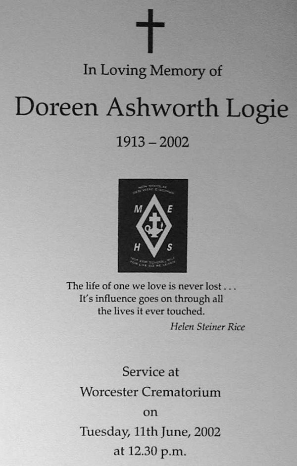 Mrs. Logie's memorial service